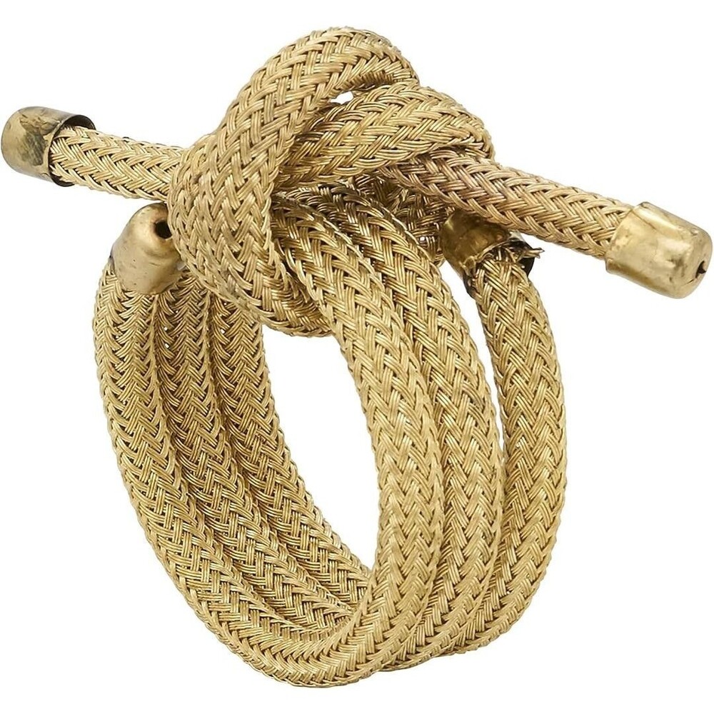 Saro Lifestyle Knotted Rope Napkin Rings (Set of 3), Gold, Set of 3